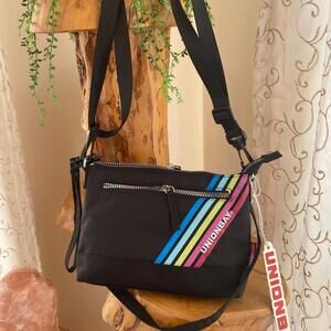 Unionbay Black Shoulder Bag with Colorful Stripe Detail